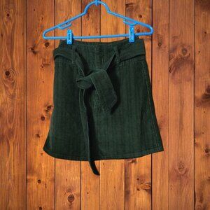 Rewash Juniors Size 1/25 Green Corduroy Belted Mini Skirt Preppy Academia